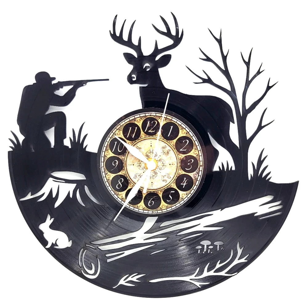 DEER HUNTING vinyl record clock